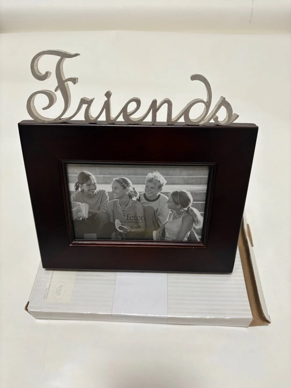 NEW Fetco Friends Wood Photo Frame with Silver Script Accent 6 x 4 New in Box